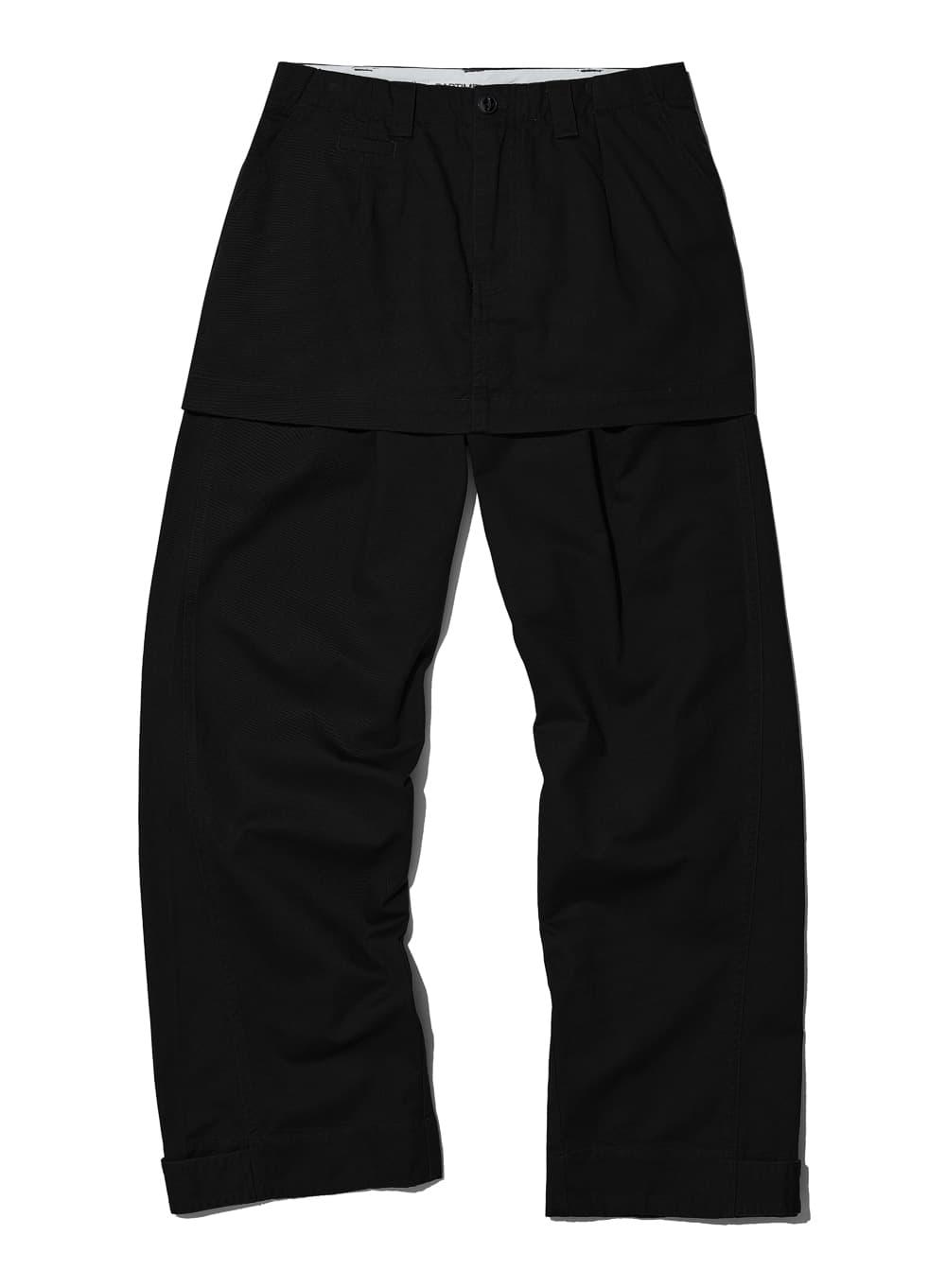 DETACHABLE LAYERED CHINO SKIRT-PANTS_BLACK