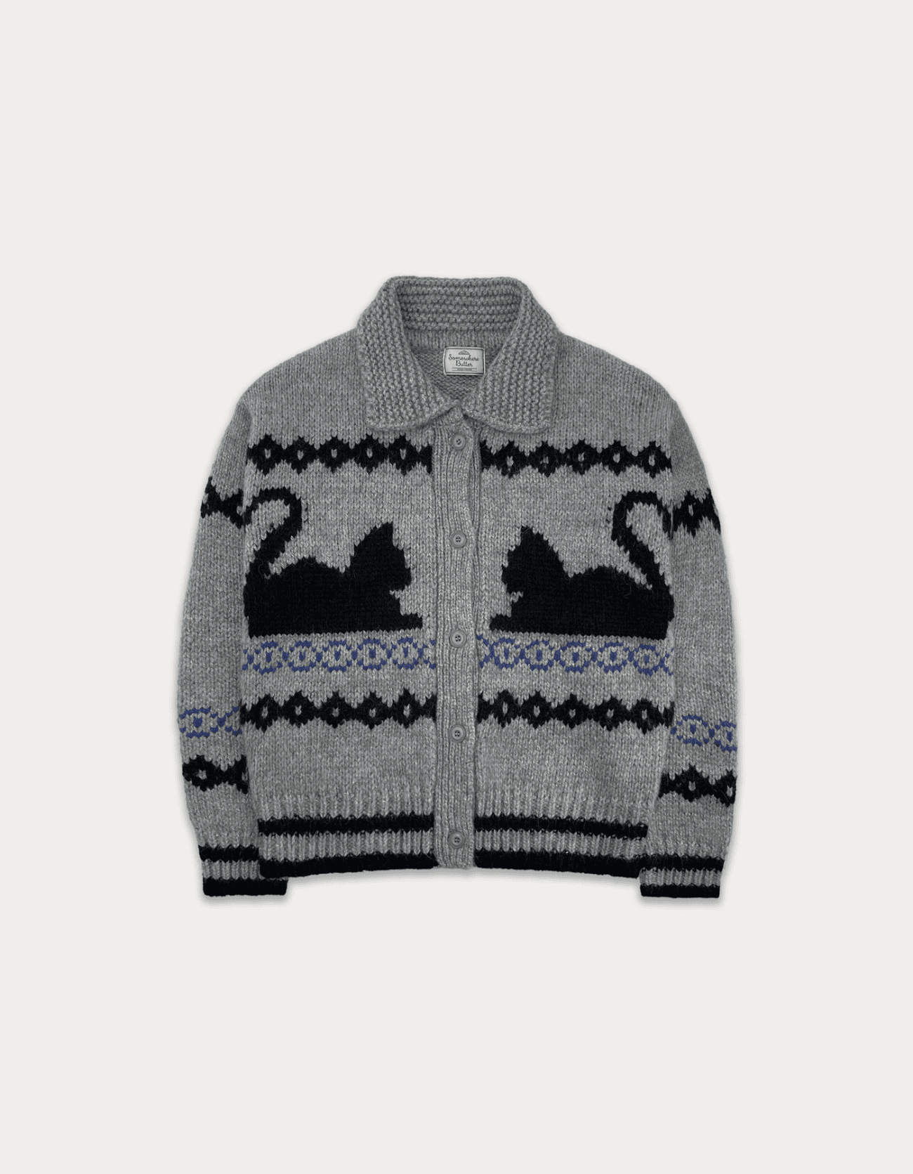 Cat Vintage Alpaca Sweater - Grey