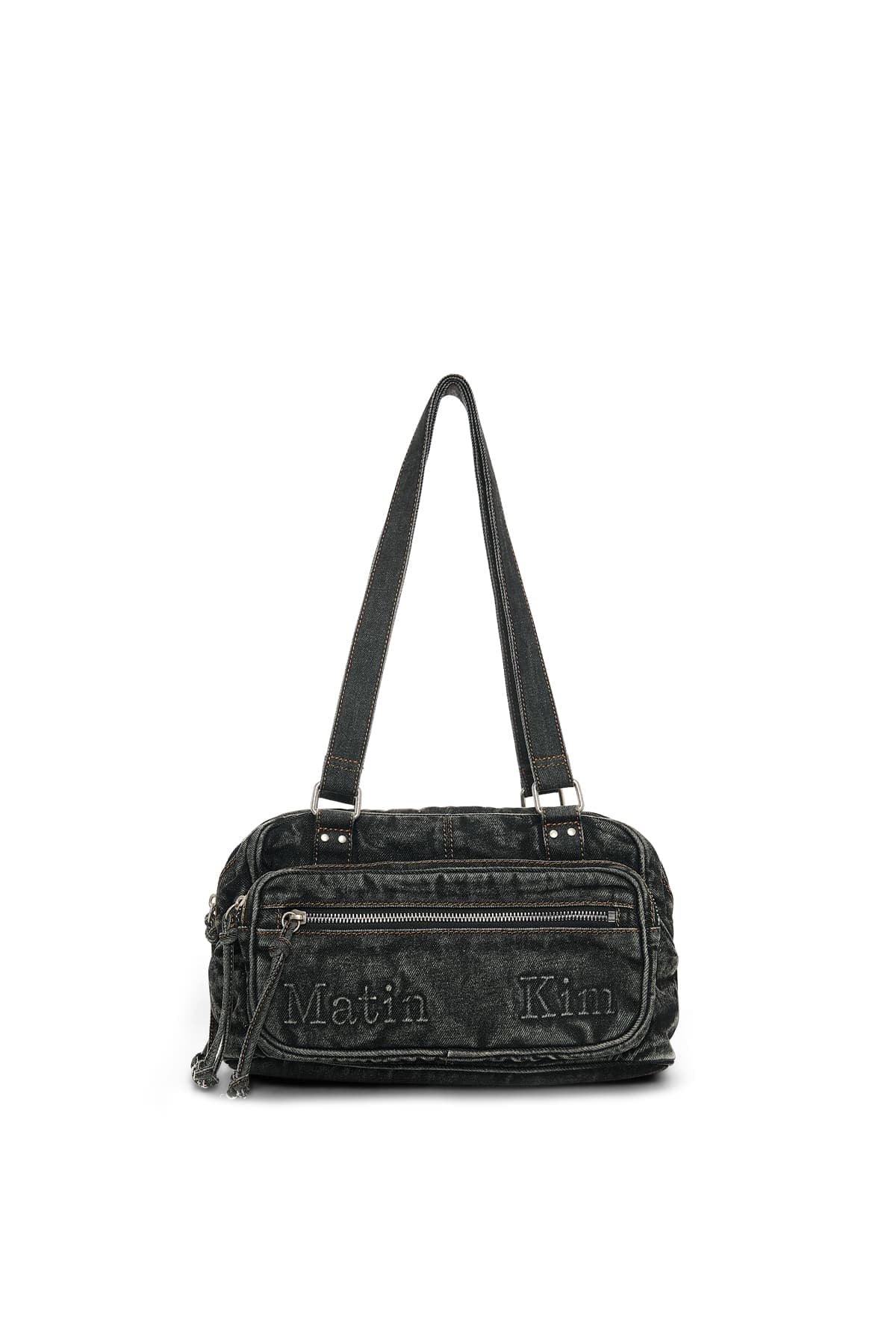 MATIN DUST DENIM ONE POCKET SHOULDER BAG IN BLACK