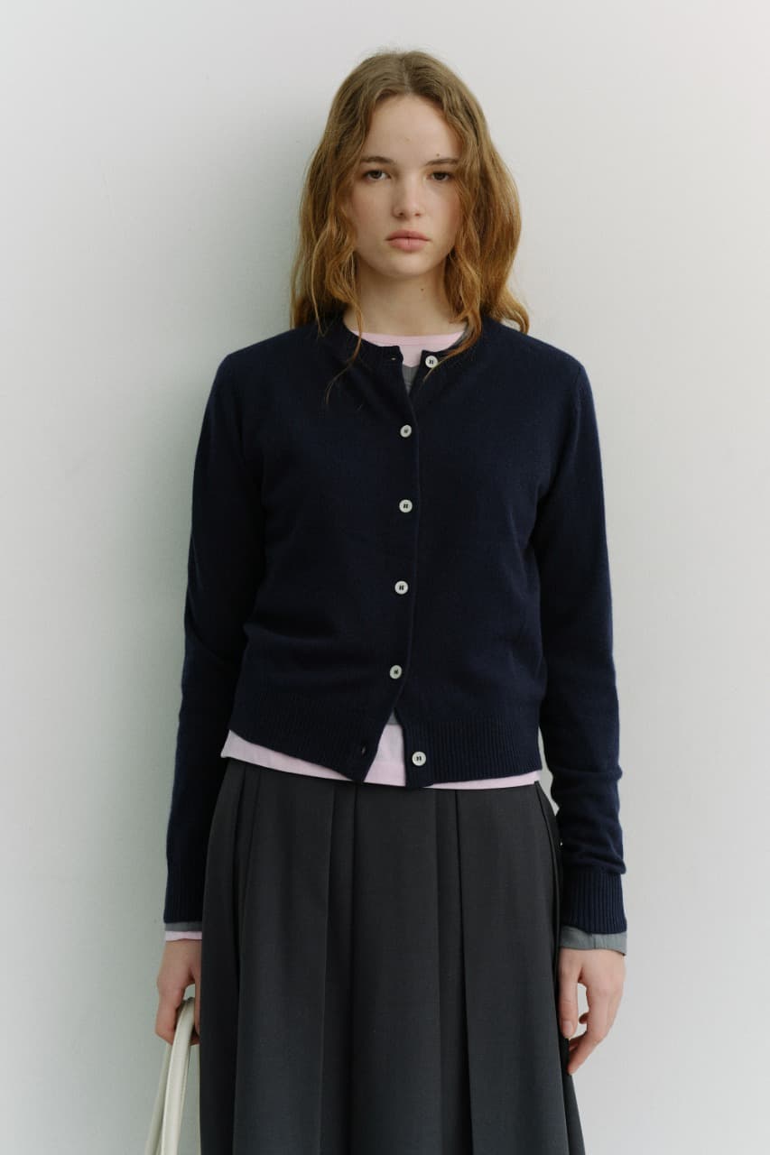 ESSENTIAL CREWNECK KNIT CARDIGAN DARK NAVY_UDSW6A209N2