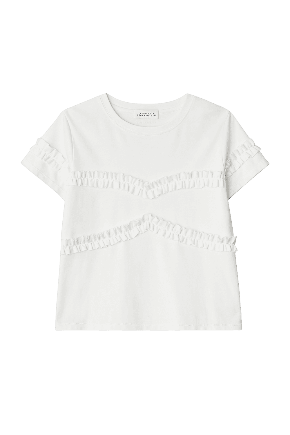 Soft Frill Cropped Tee (White)