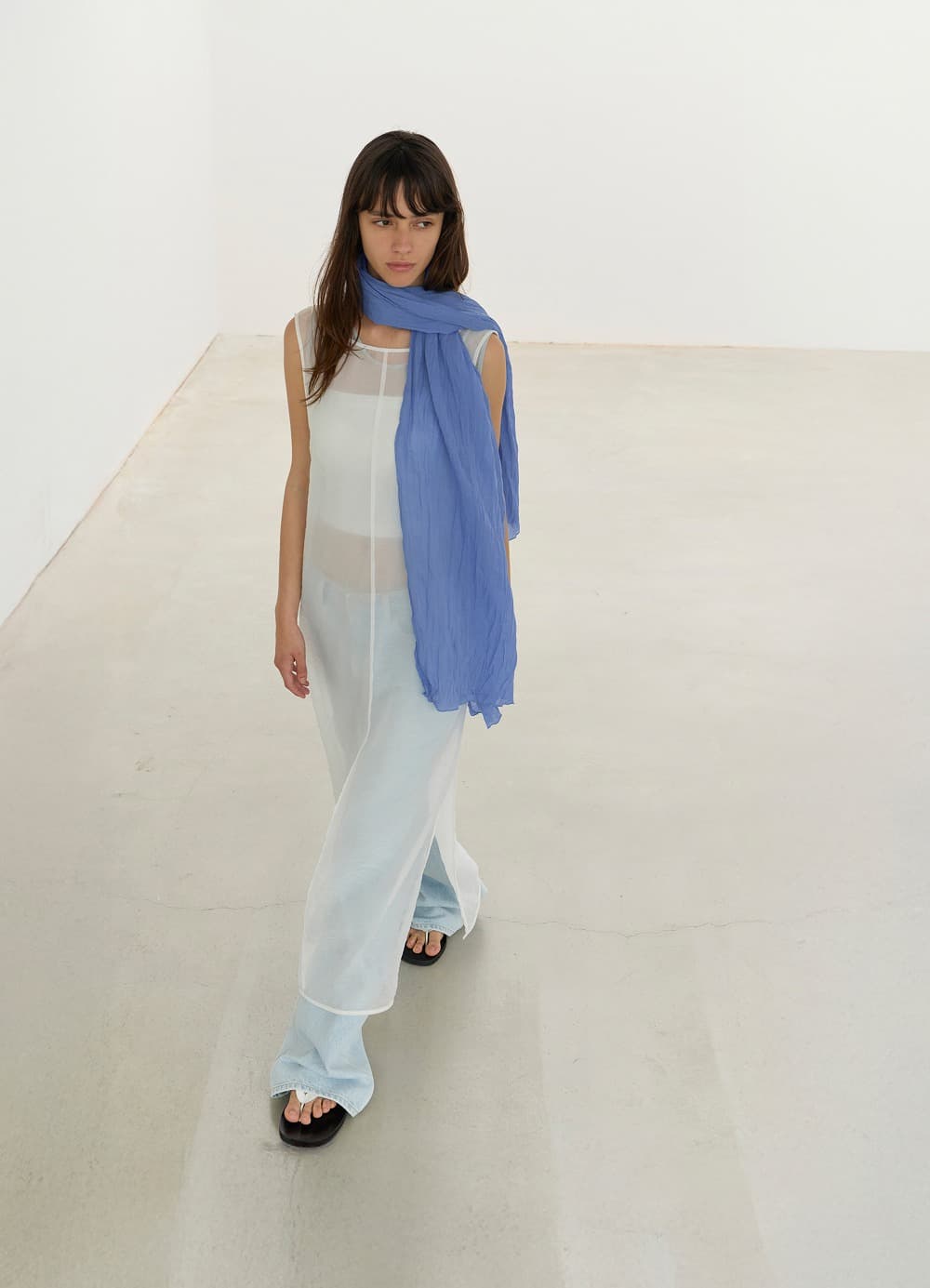 Sheer Cotton Scarf - Harbor Blue