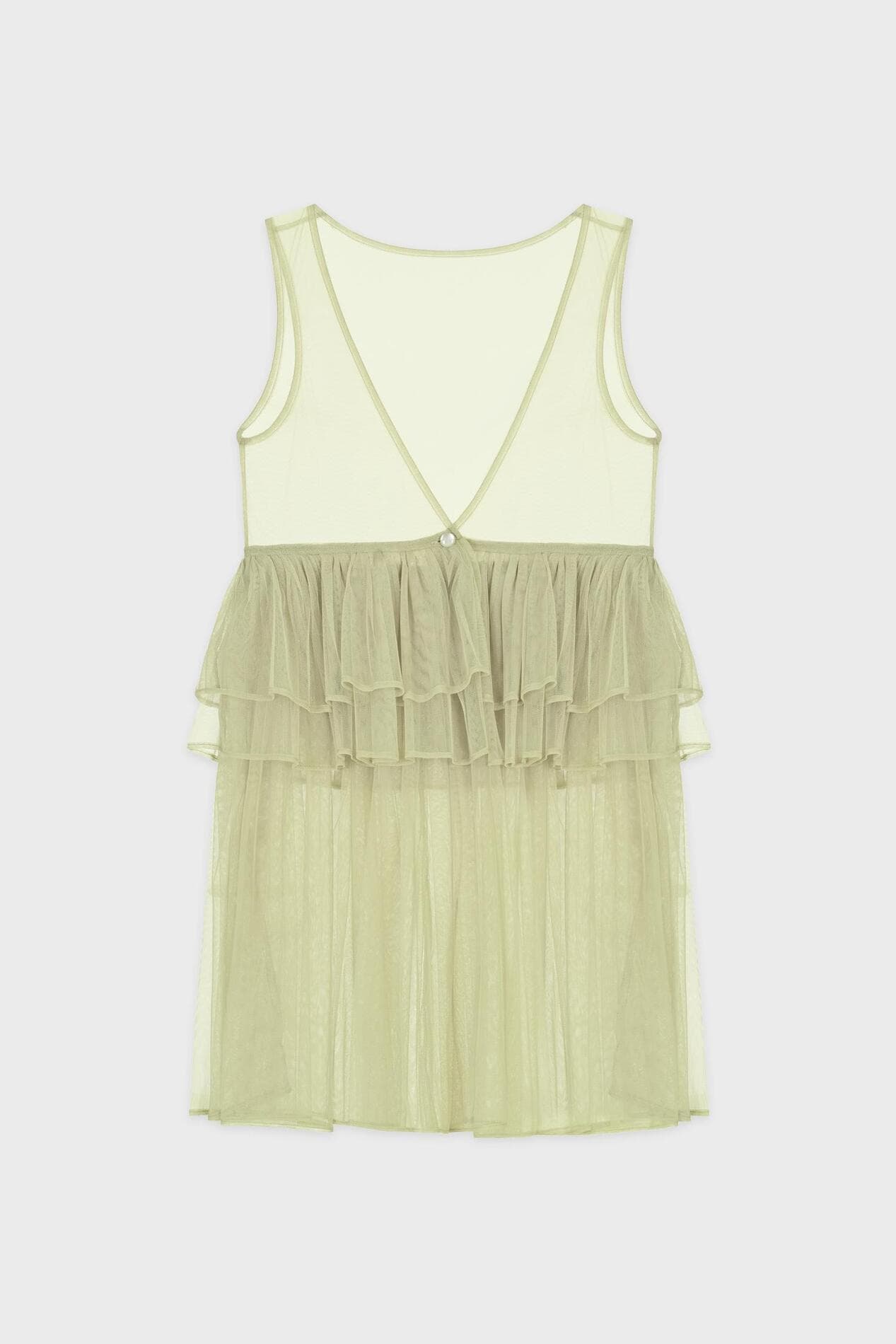 Tulle Midi Dress (Greyish Green)