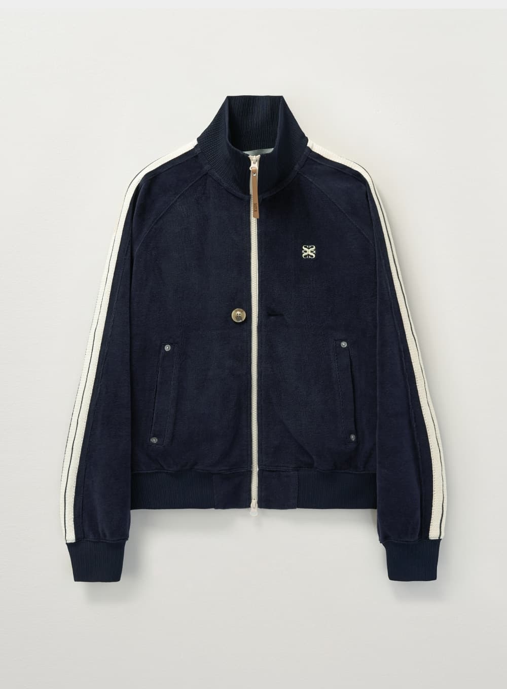 (W) Lawton Velour Track Zip-up Jacket - Navy