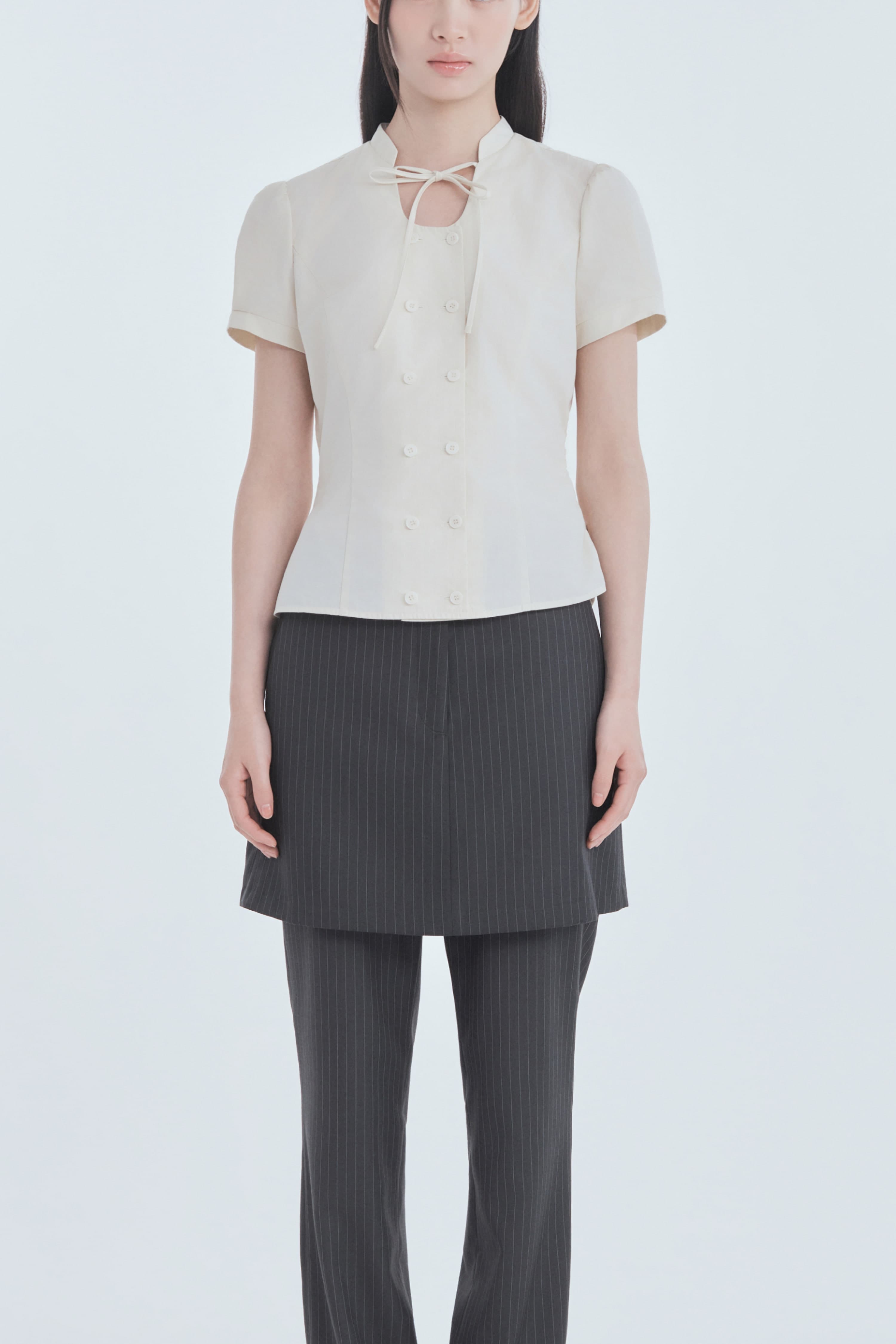 Mila Waist A-Line Skirt - Charcoal Stripe