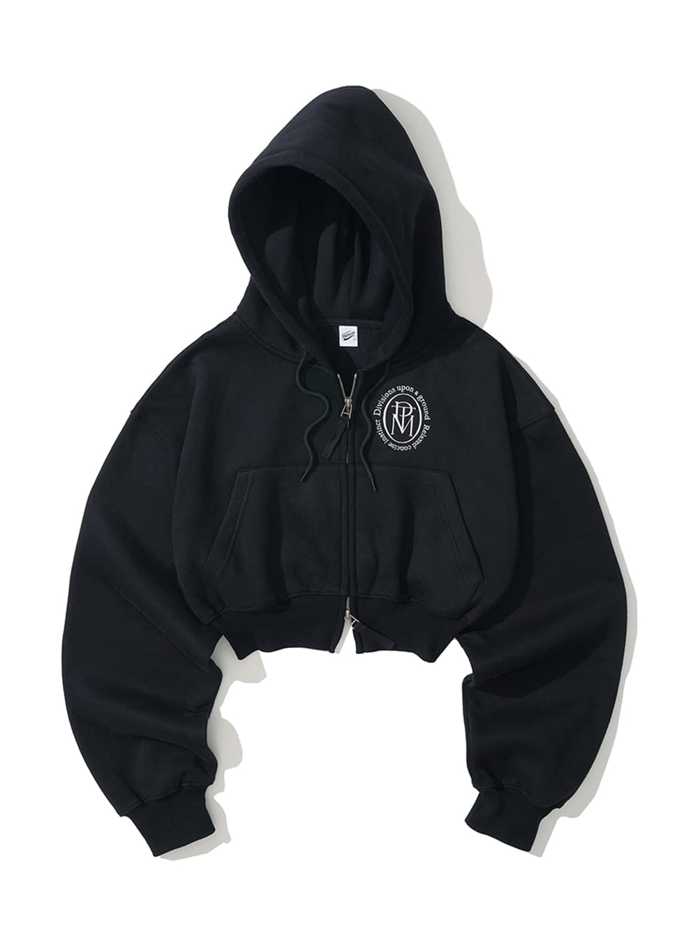 CLASSIC LOGO CROP HOODIE_BLACK
