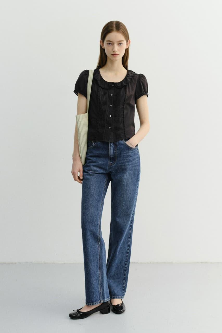 FRILL COLLARED BLOUSE BLACK_UDBL6B223BK