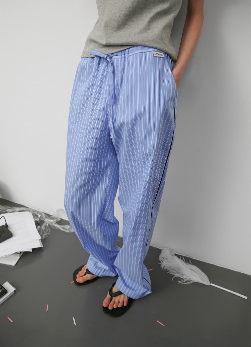 Pinstripe Lounge Pants - Blue Stripe