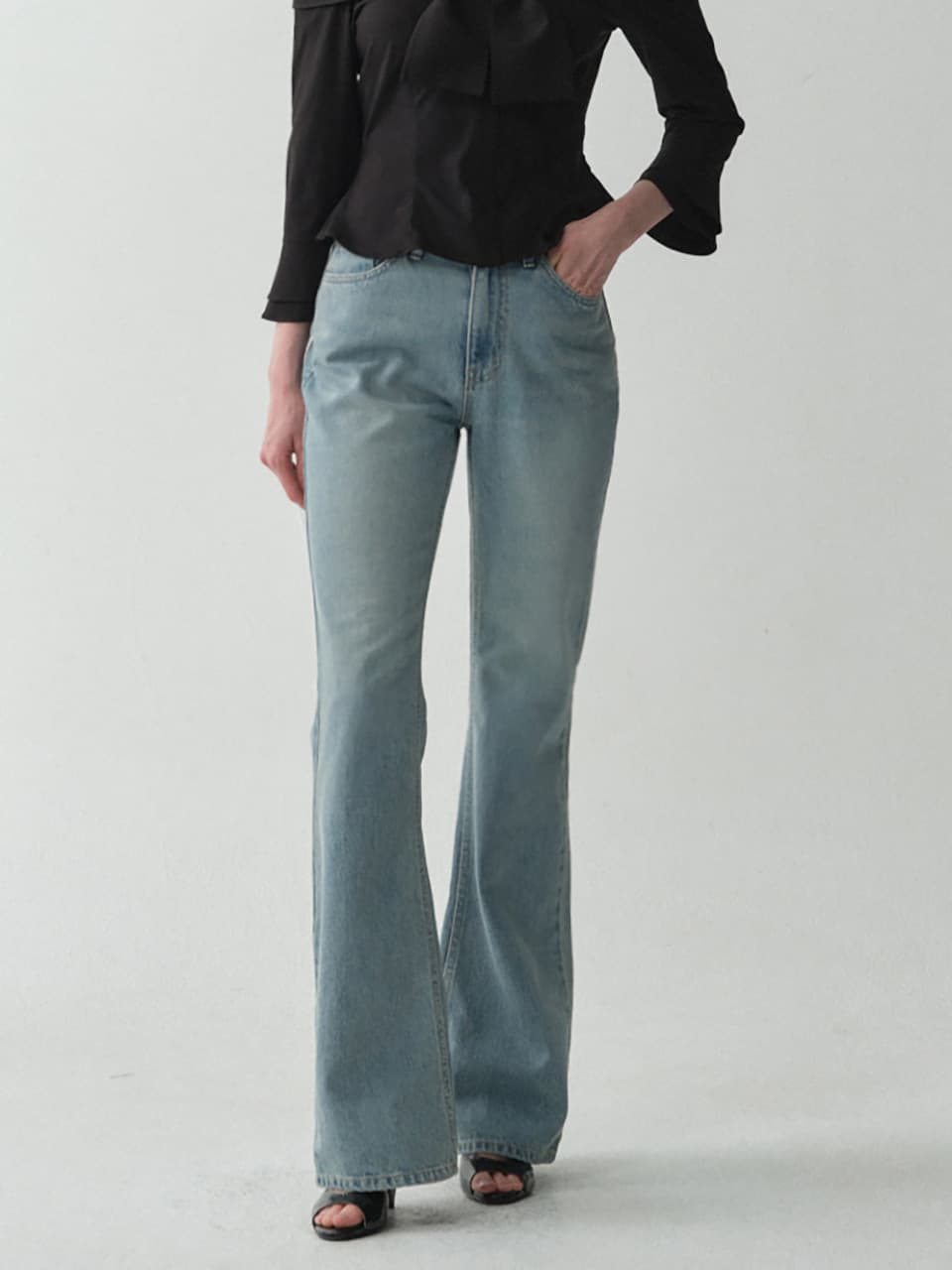 Heart Pocket Denim Pants-Boots Cut