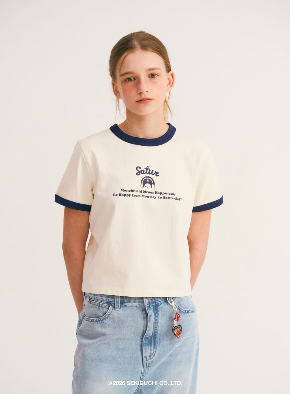 (W) Satur X Monchhichi Ringer T-Shirt - Cream