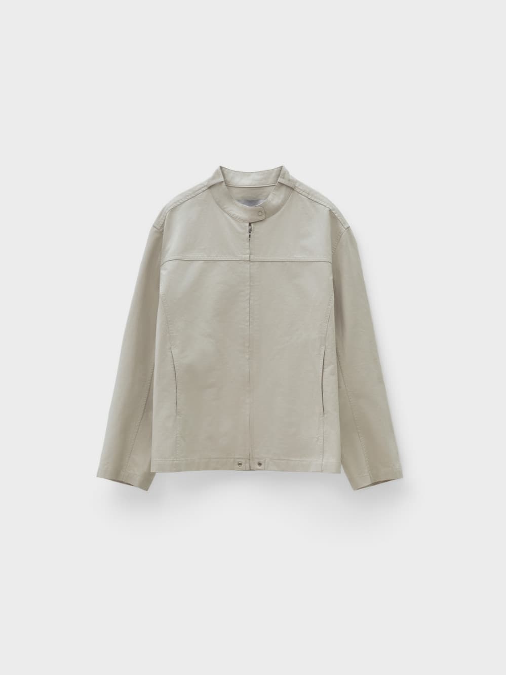 Washed Cotton Biker Jacket_Cream