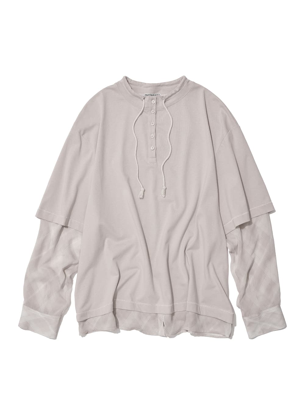 HENLEY NECK ALL-IN-ONE LONG SLEEVE TEE_STONE