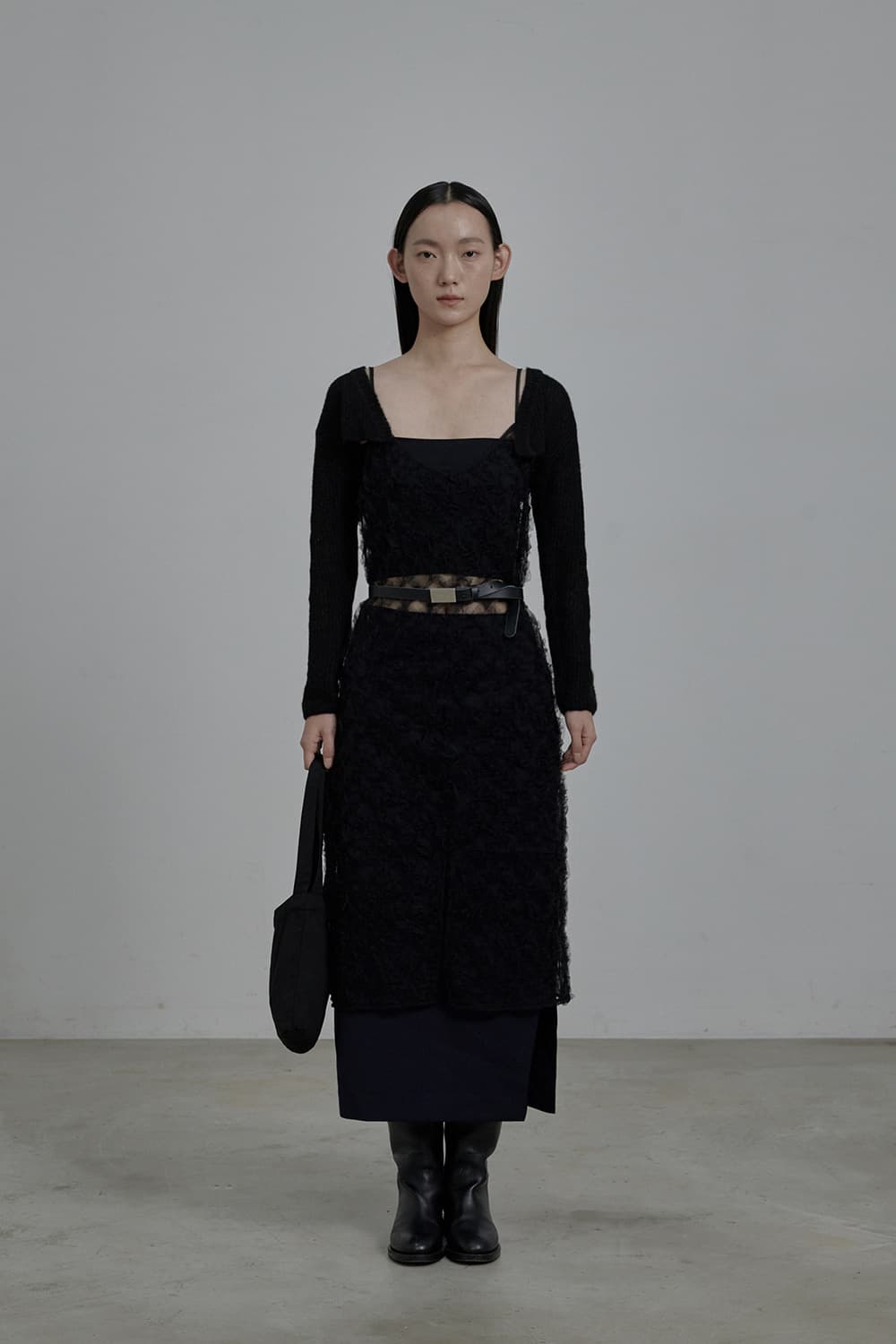 Sue Sheer Slip Dress - Black