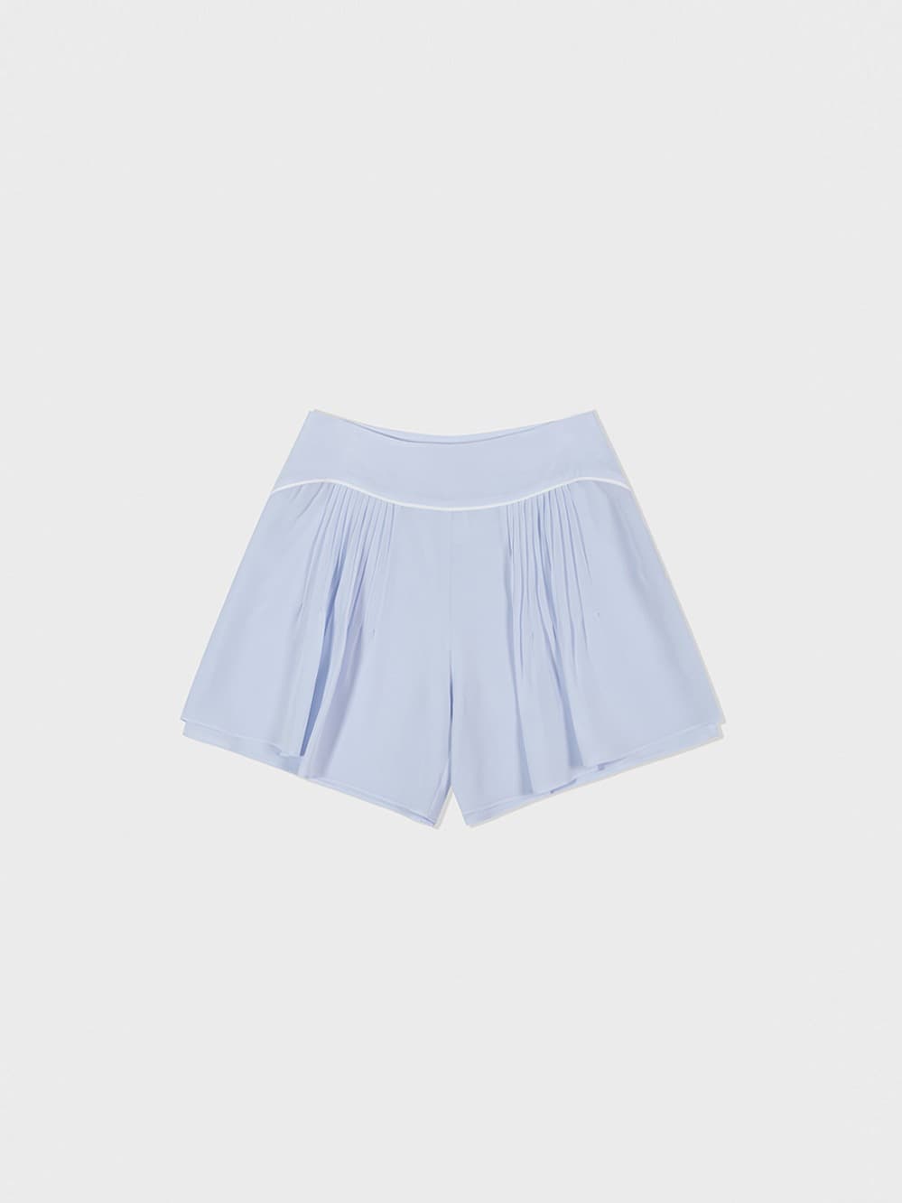 Pleated Silk Shorts_Light Blue
