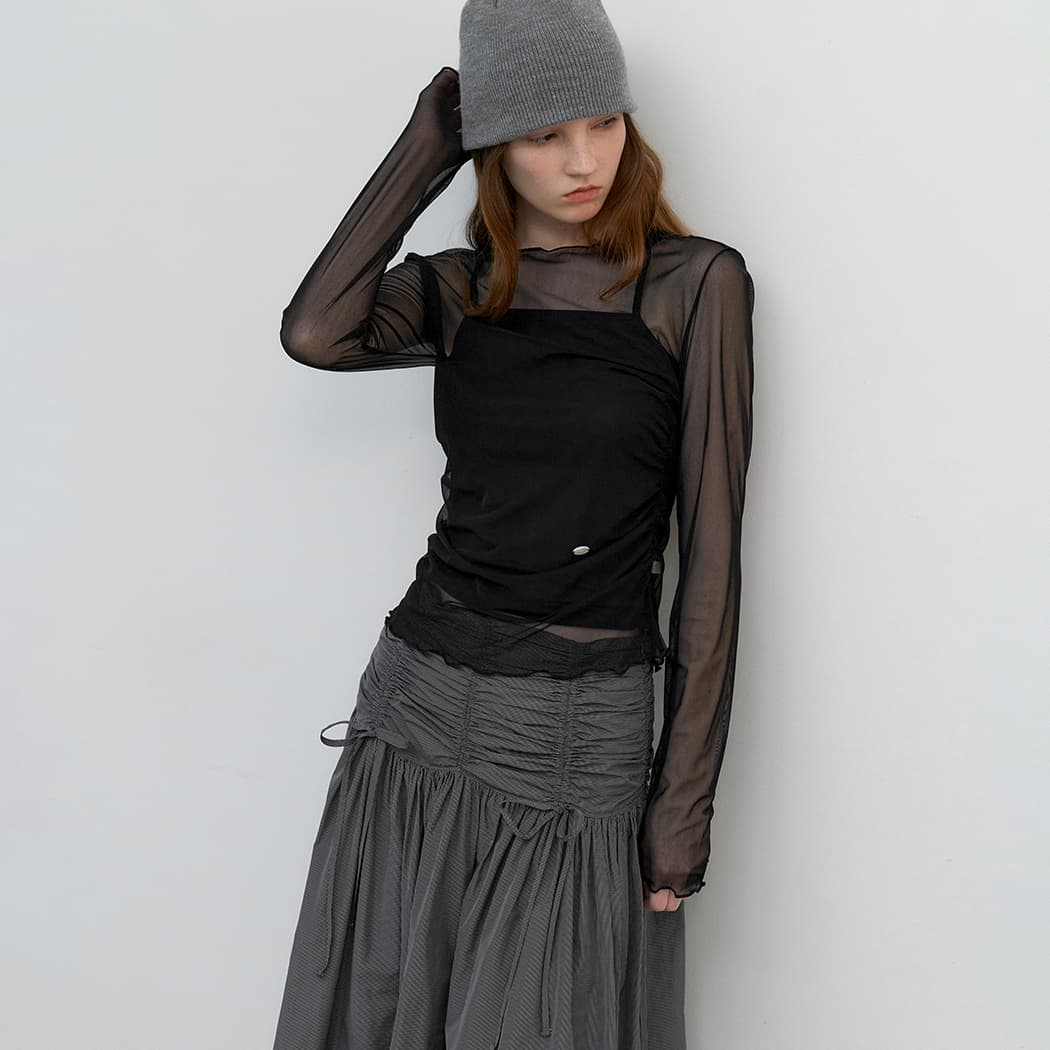 (T-7169)SOFT SHEER MESH TOP