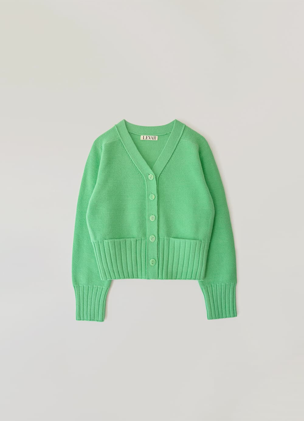Pocket V-Neck Knit Cardigan - Green