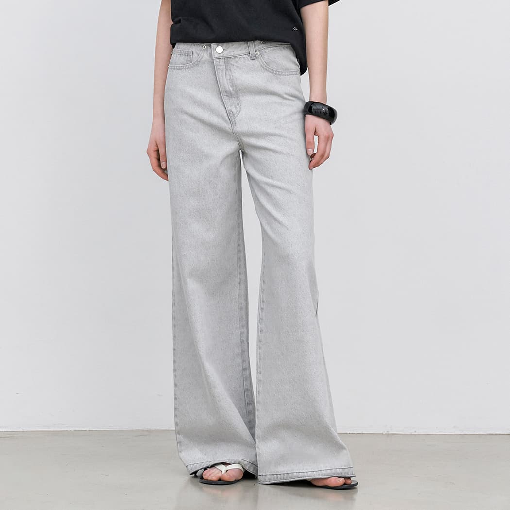 (PT-5768)TWO BUTTON SUMMER UNBAL DENIM PANTS
