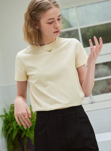 수피마 실켓 크루넥 반팔 티셔츠 [YELLOW BEIGE]