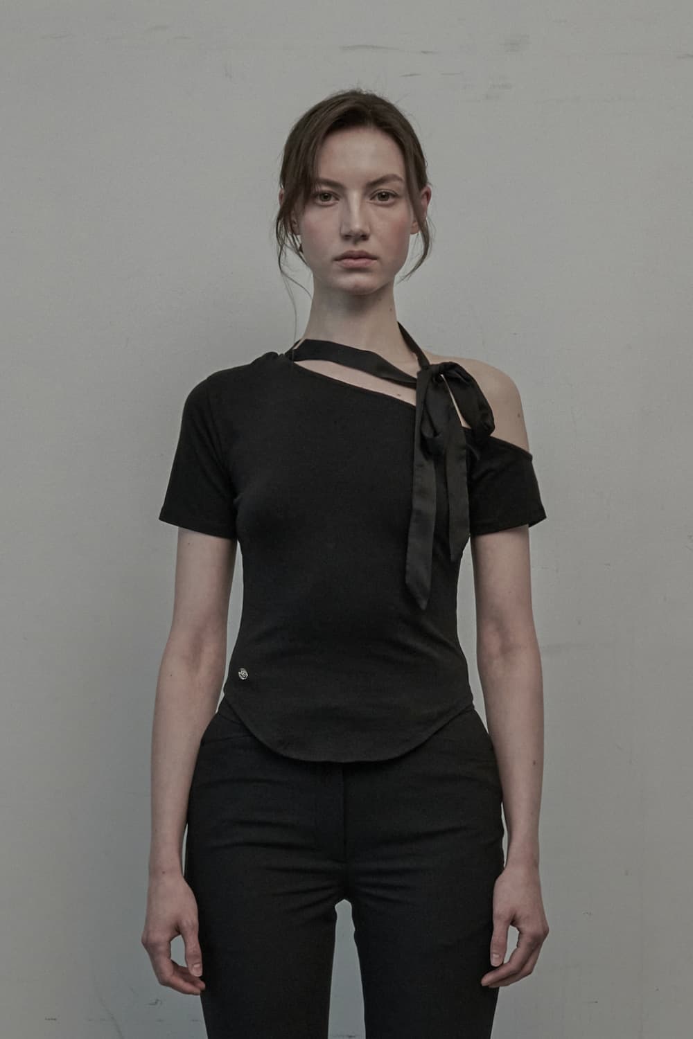 Sheer Scarf T-Shirt - Black