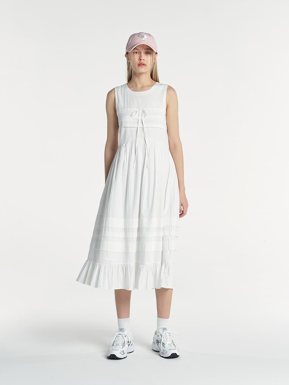 RIBBON PINTUCK DRESS (WHITE)
