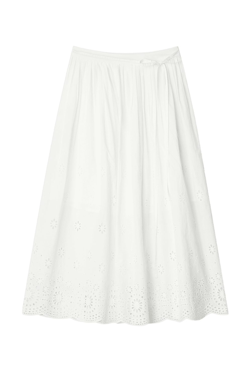 Floral Broderie Skirt (White)