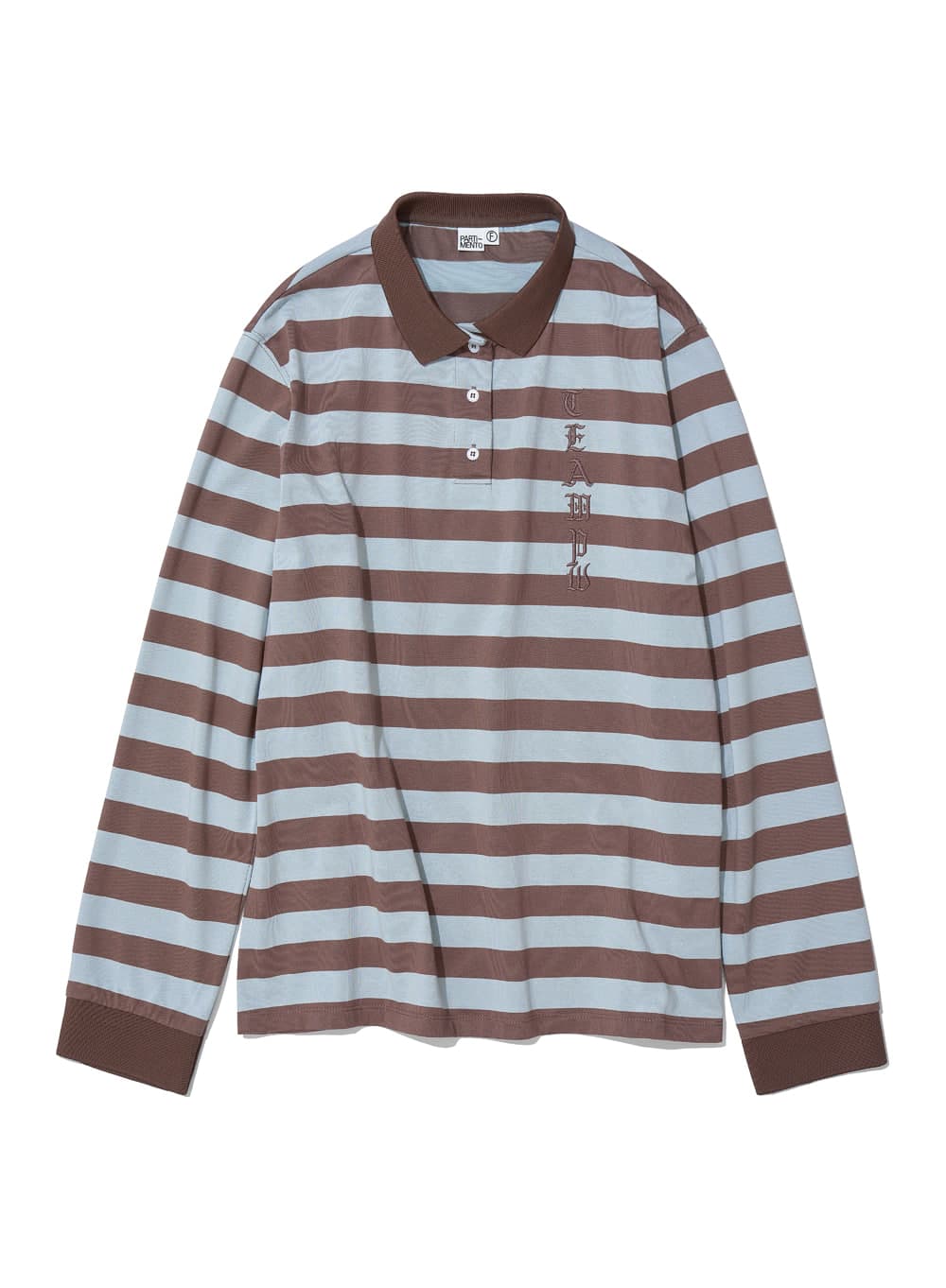 TEAM 76 PATCH STRIPE POLO TEE_BROWN