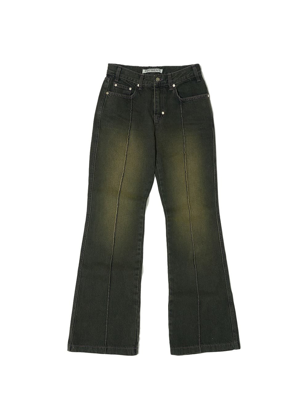 LOWRISE PINTUCK BOOT CUT JEANS_KHAKI