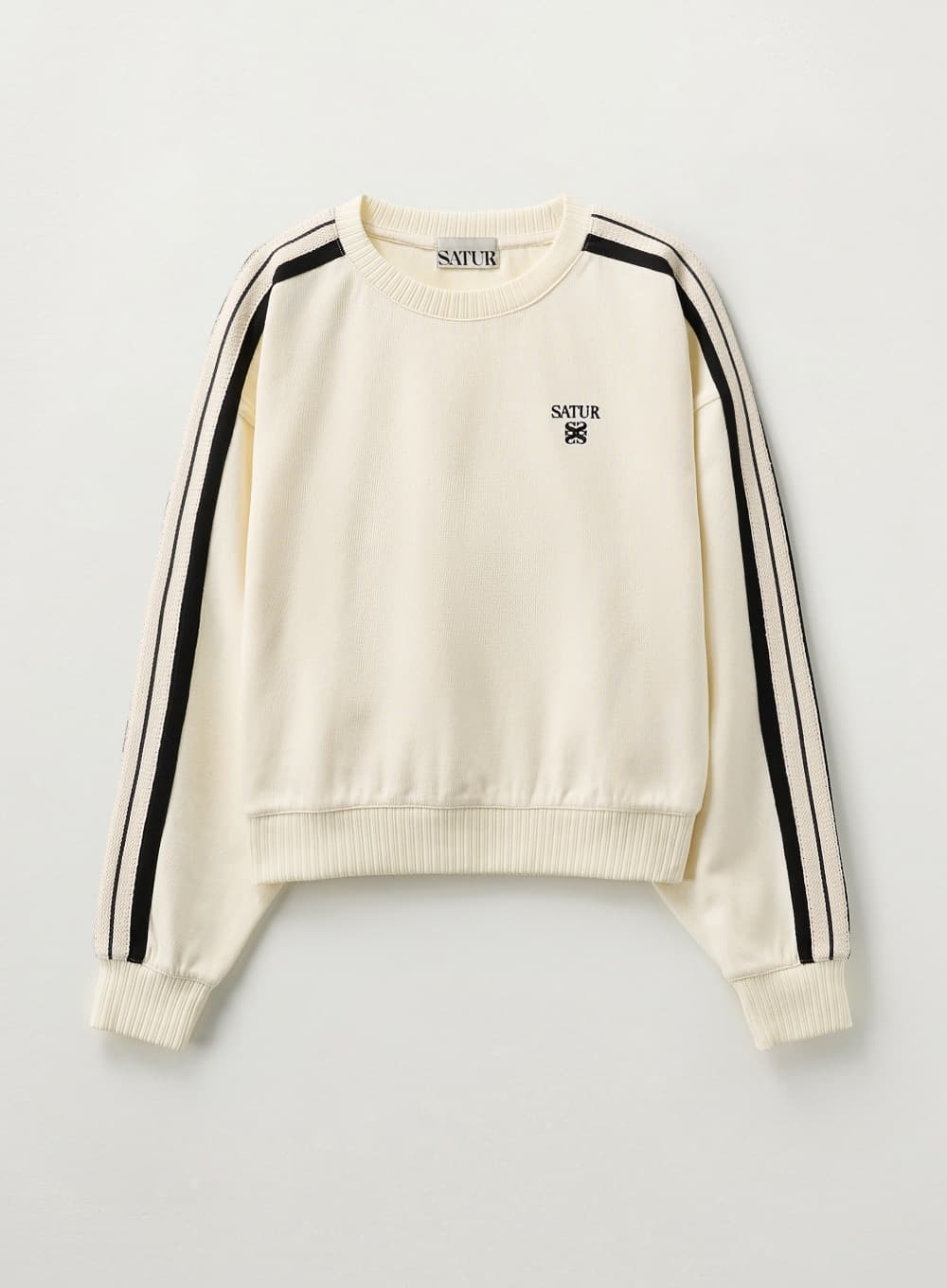 (W) Lawton Crop Sweatshirt - Cream Black