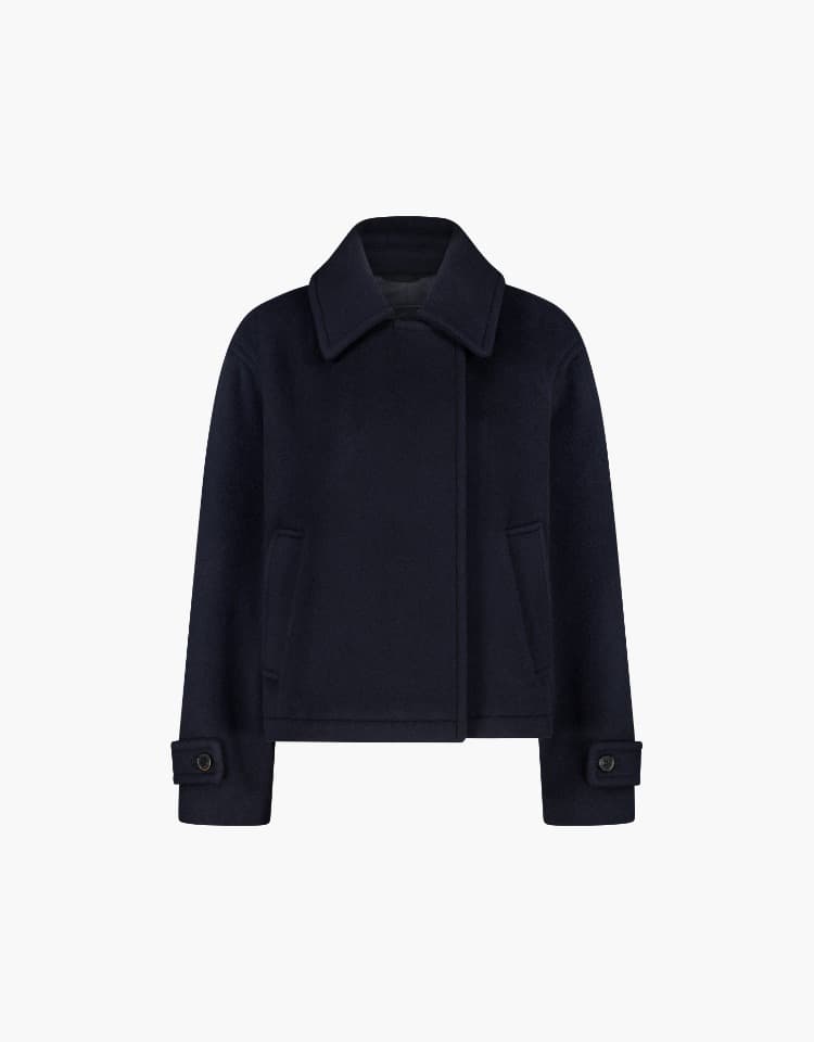 wool short coat - navy