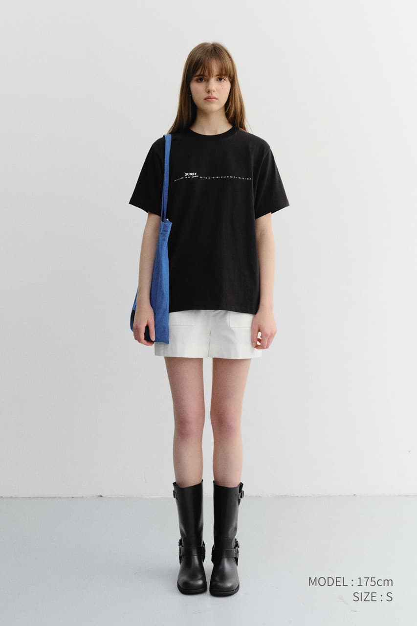 UNISEX MINIMAL LETTERING T-SHIRT BLACK_UDTS6B147BK
