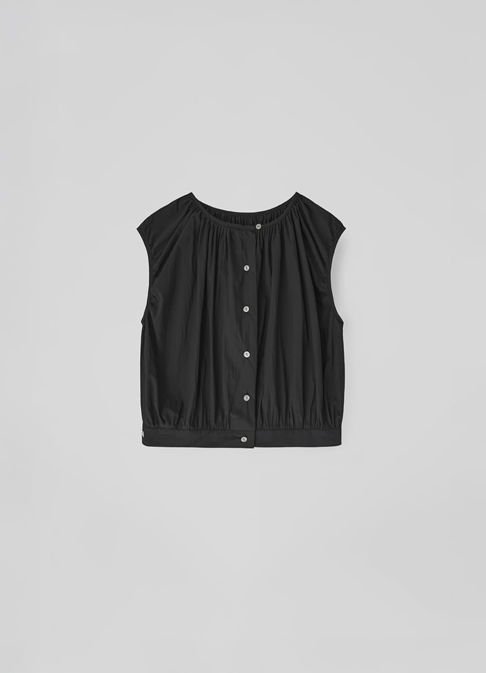Shirring Volume Blouse - Black
