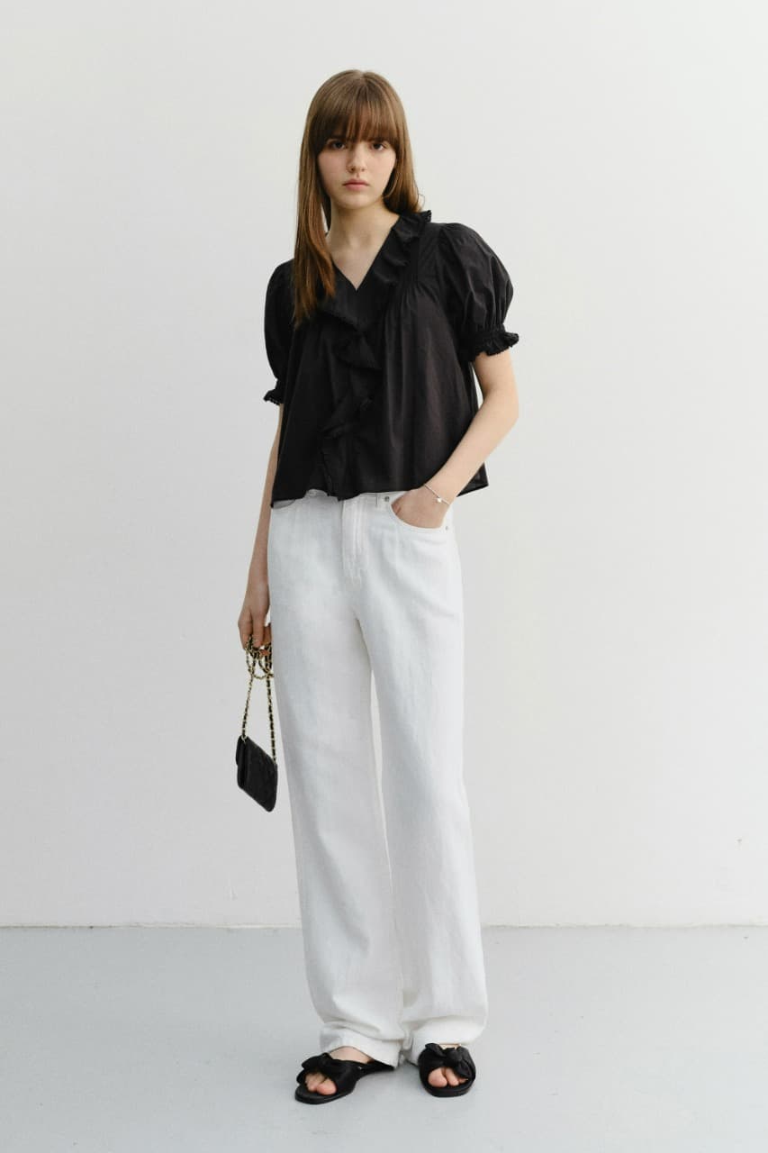 RUFFLE BLOUSE BLACK_UDBL6B221BK