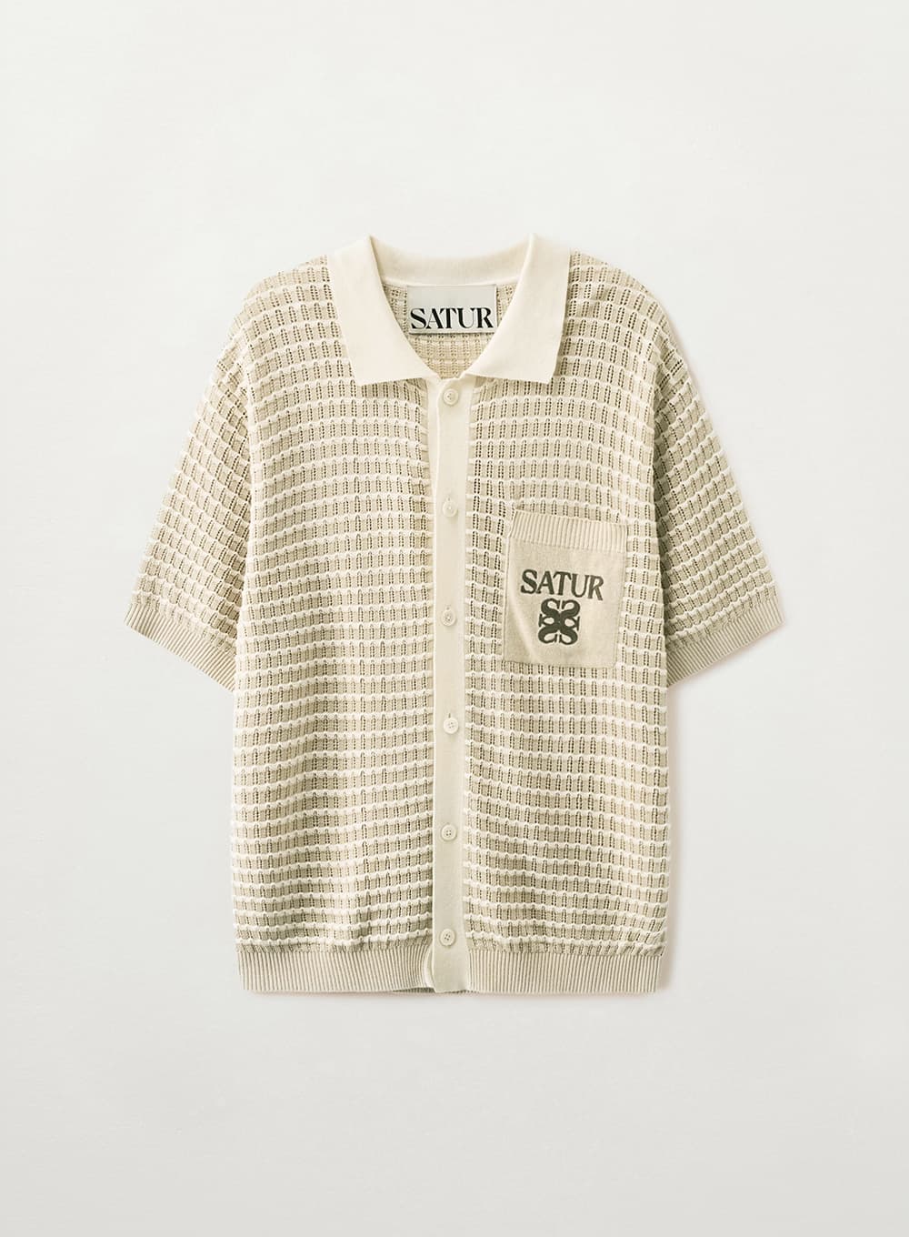Skashi Collar Half Knit Cardigan - Cream