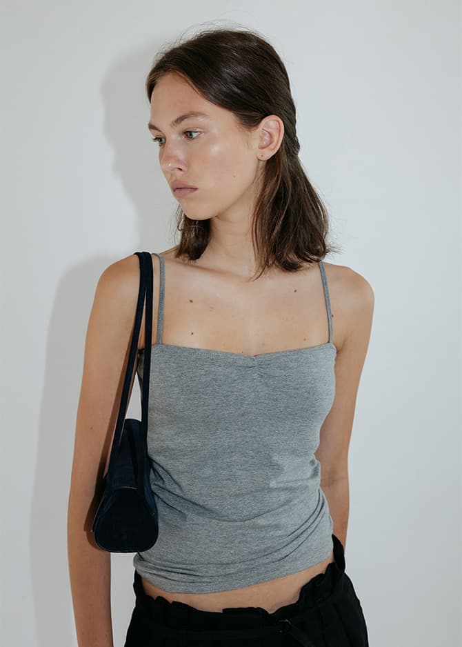 COTTON MODAL SLEEVELESS TOP [GREY]