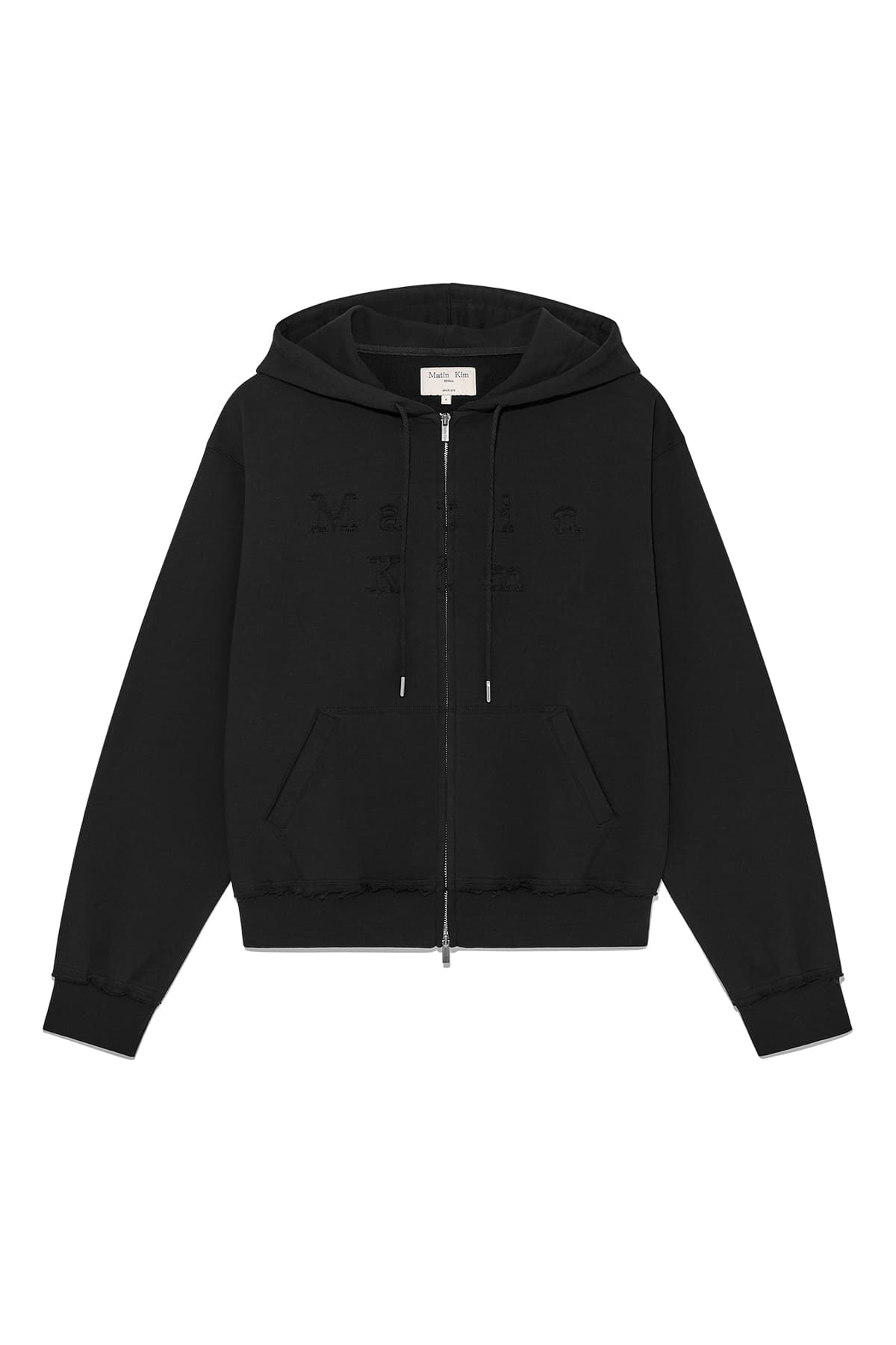 APPLIQUE CUTTED LOGO HOODY ZIP UP IN BLACK