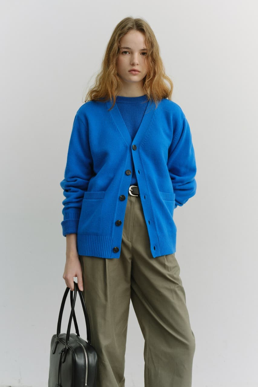 UNISEX BOYFRIEND KNIT CARDIGAN BLUE_UDSW6A102B2