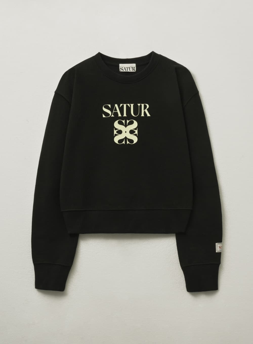 (W) Apero Volume Sleeve Crop Sweatshirt - Black