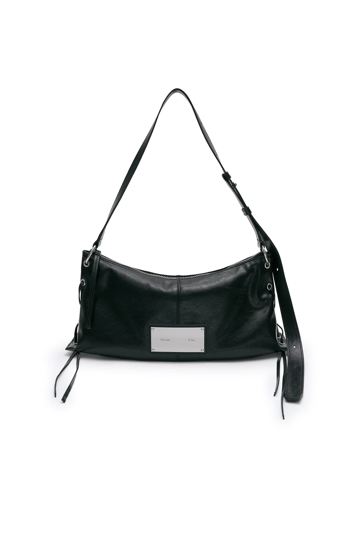 EYELET SHIRRING SHOULDER BAG IN BLACK
