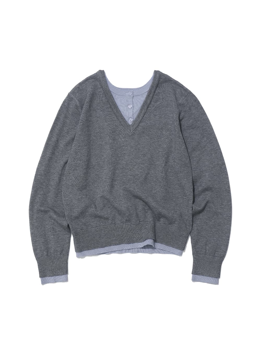 COLORBLOCK DOUBLE LAYERED KNIT SWEATER_MELANGE