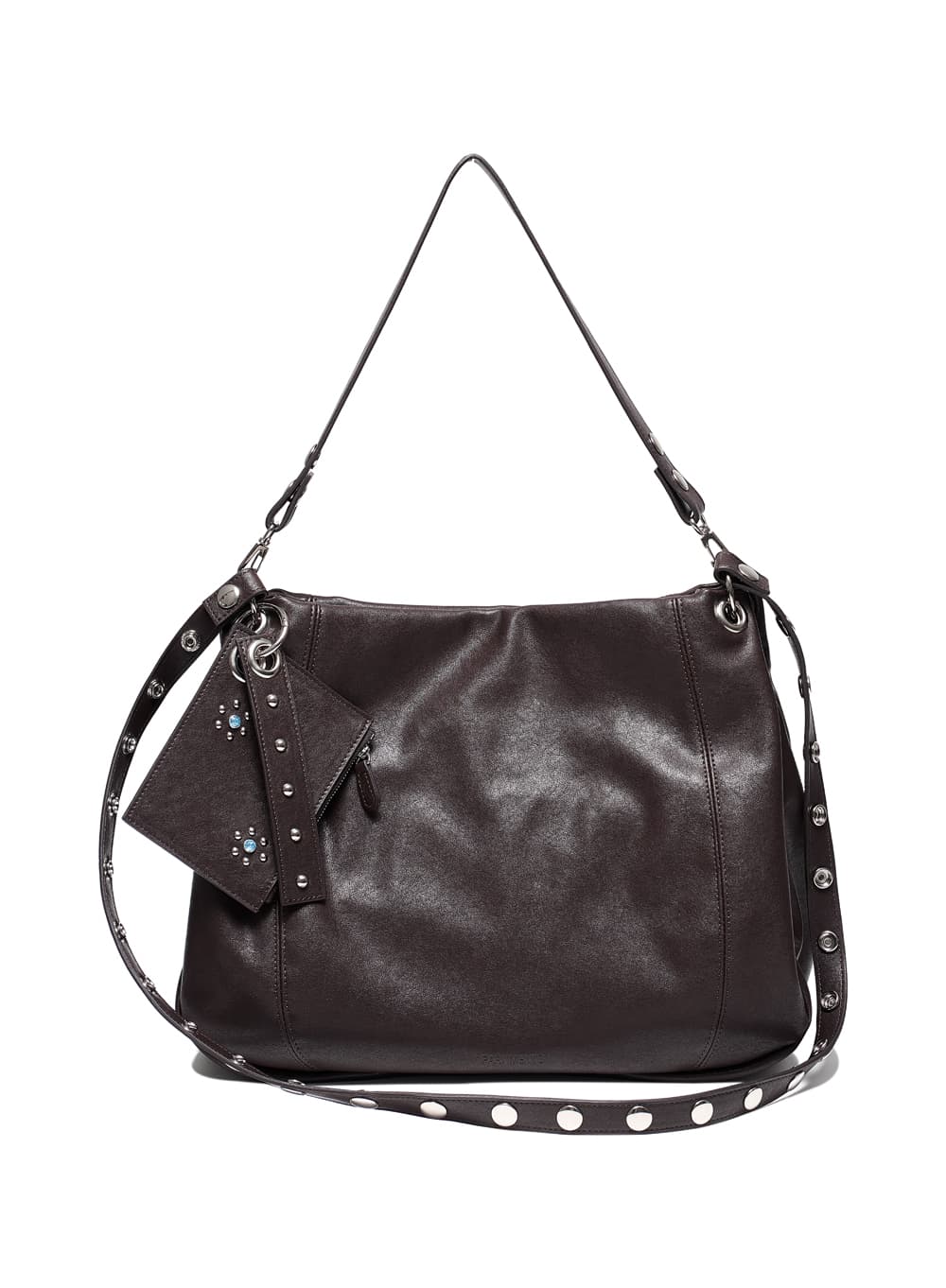2WAY LEATHER HOBO BAG_BROWN