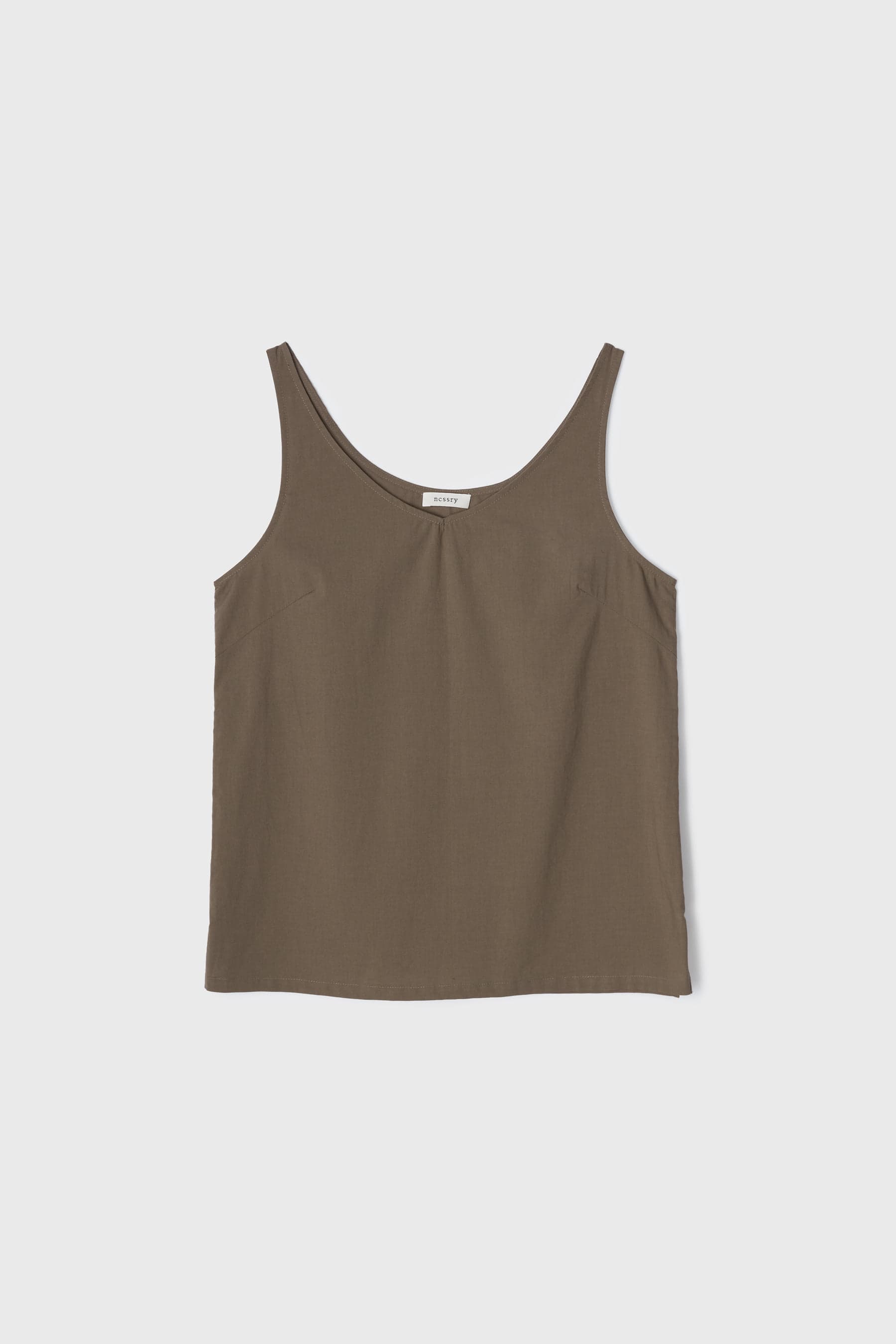 Airy Cotton Sleeveless Top (Brown)