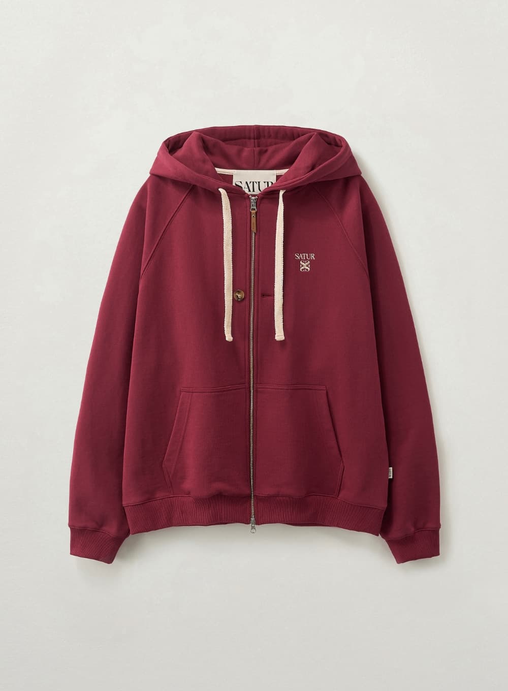 Loren Small Logo Hood Zip-up - Burgundy