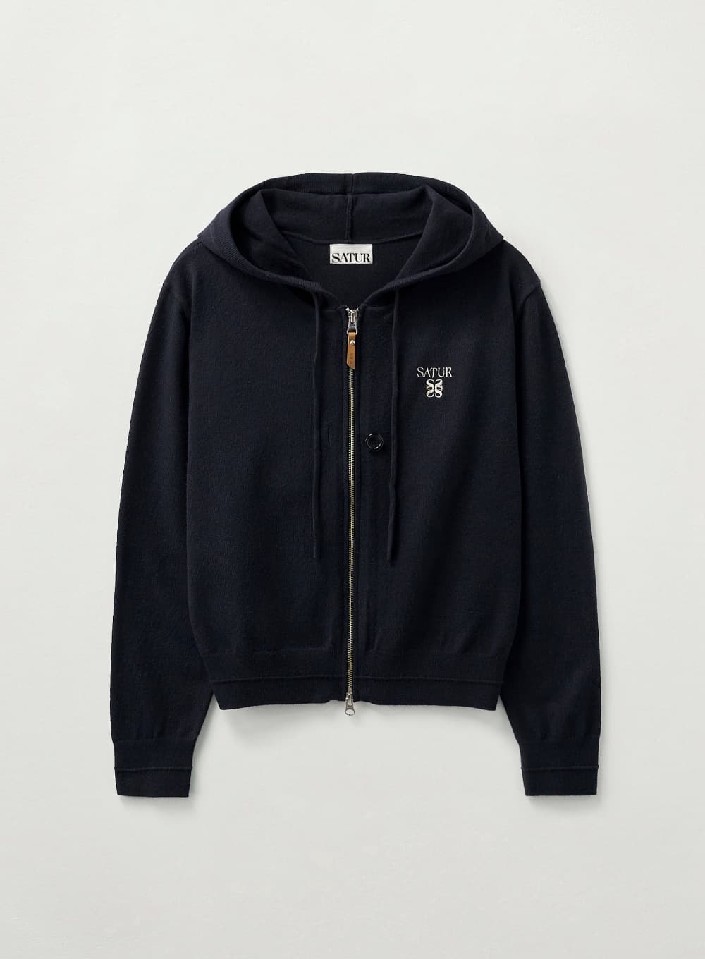 (W) Classic Knit Hood Zip-up - Navy