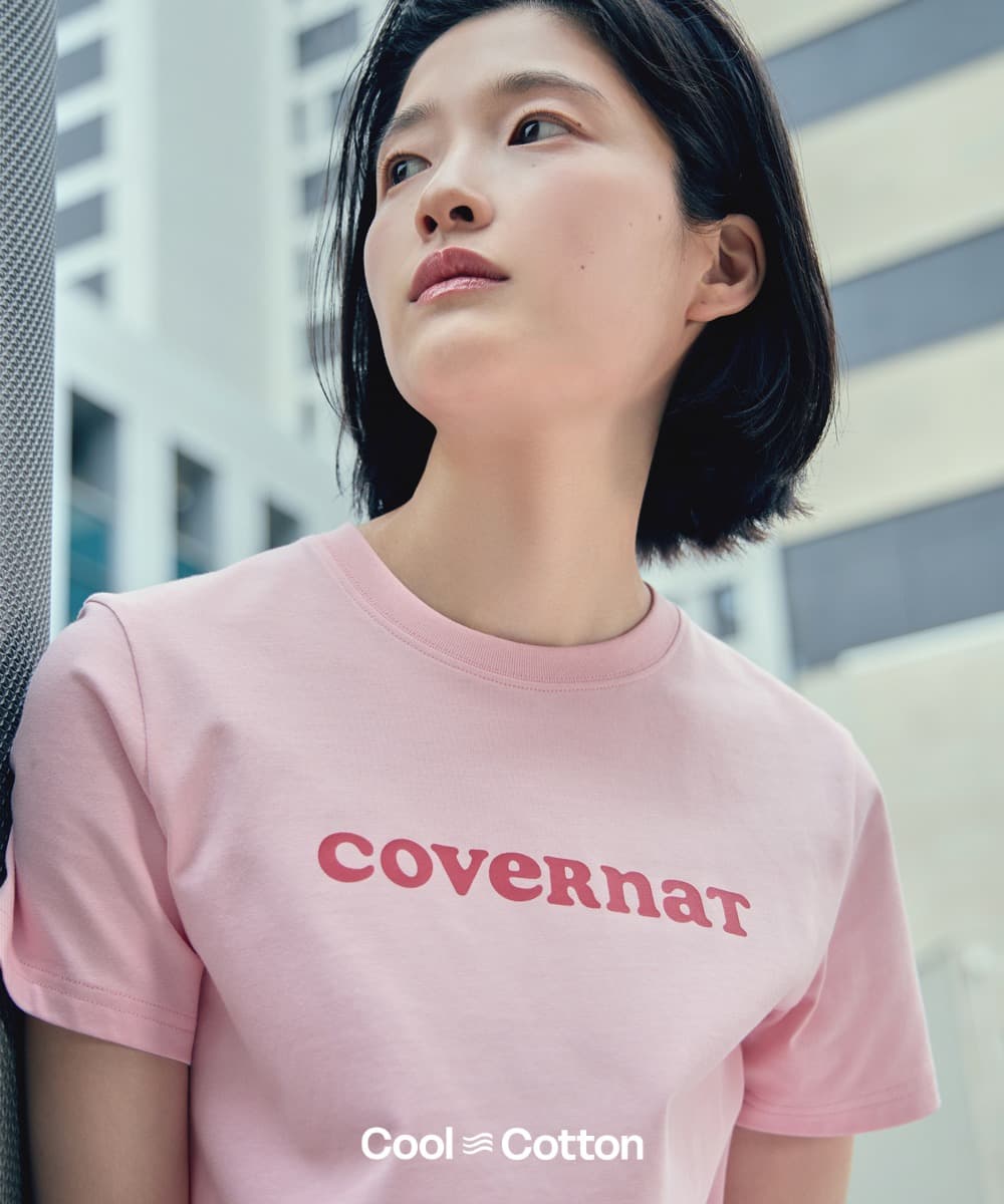 우먼 쿨 코튼 쿠퍼로고 티셔츠 Pink