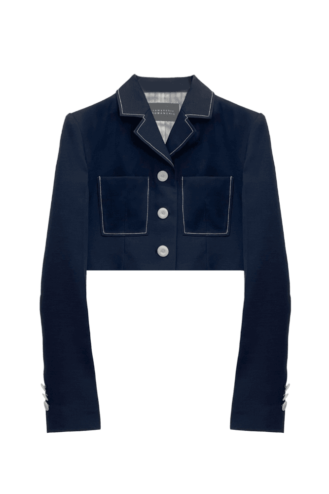 Crop Tailored Jacket (Navy) 오하영 (에이핑크) 착용