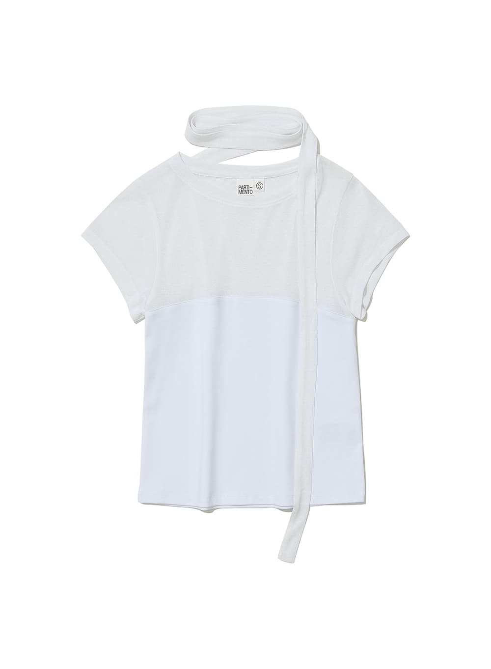 DETACHABLE TIE-UP SHORT SLEEVE TEE_WHITE