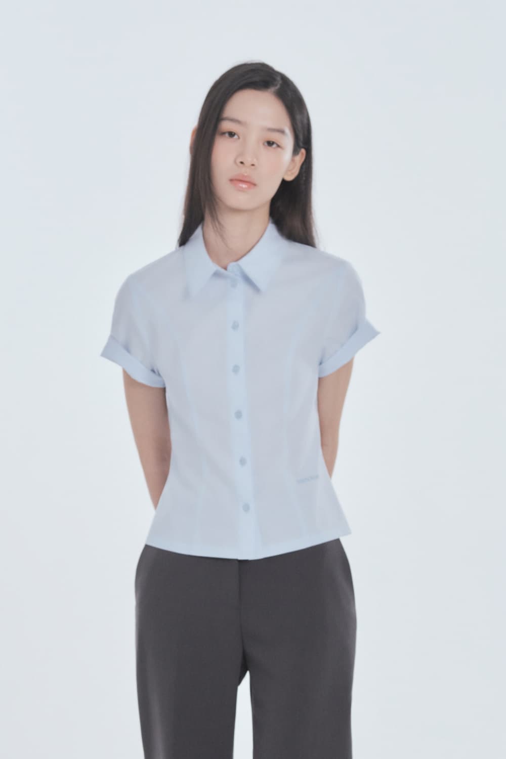 Half-Sleeve Tailored Shirt - Sky Blue