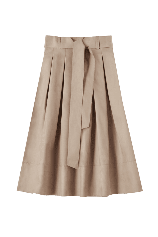 Cotton tuck skirt (Beige)