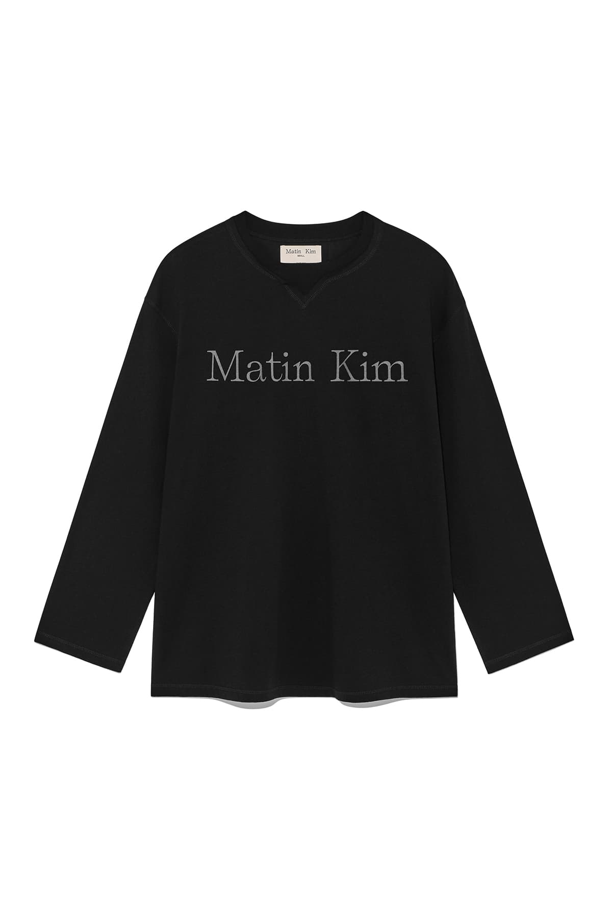 MATIN LOGO TYPO LONG SLEEVE TOP IN STRONG BLACK