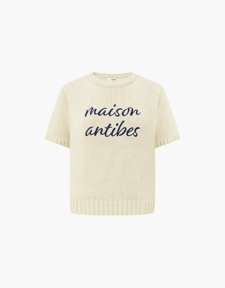 lettering short sleeve knit - butter